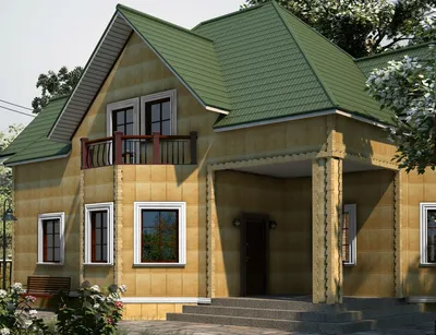 Проект маленького домика в 70м2. С красивой зеленой крышей.
