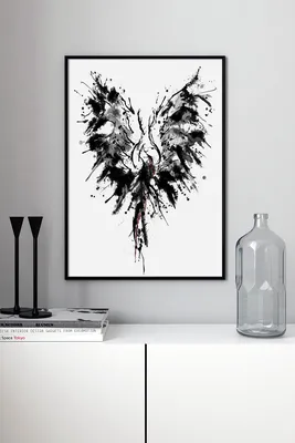 Графика «Белый феникс». Размер: 59x42 (см). Автор Шуман Юлия - Купить  онлайн с доставкой в онлайн-галерее Artcenter.by