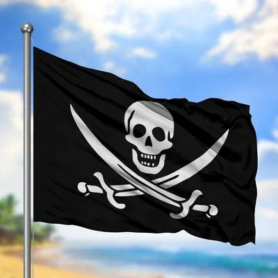 Купить классический пиратский флаг (прапор Веселый Роджер) FlagStore