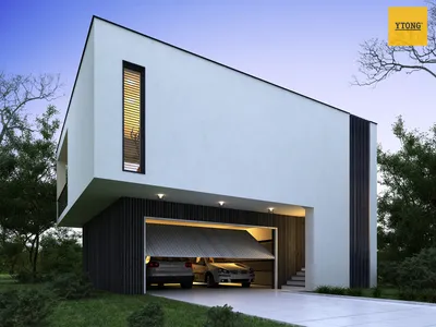 Проект AS-2153 - двухэтажный дом из бруса с гаражом и верандой