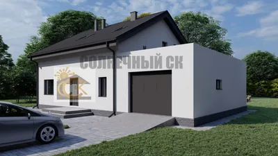 DTS01H – проект дома в стиле минимализм с плоской крышей и гаражом
