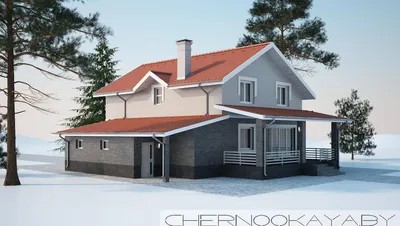 Архитектурный проект двухэтажного дома с красной крышей | Архитектурное  бюро Dom4M в Украине | Архитектурное бюро DOM4M Украина