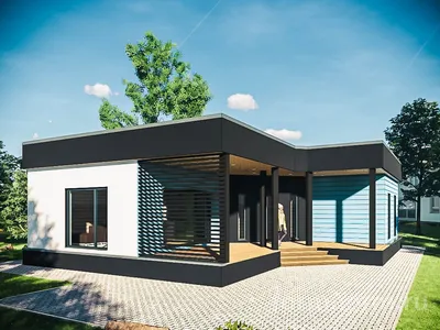 Проект дома с плоской крышей 3051 в СПБ цена - заказать проект модульного  дома из финского каркаса