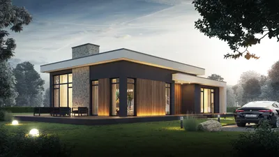 Проекты домов из газобетона с плоской крышей: заказать одноэтажные по цене  от 35000 руб. в Спб