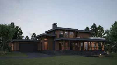 Современный одноэтажный дом с плоской крышей и навесом - YouTube