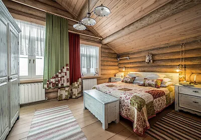 Интерьер и обустройство современной спальни в деревянном доме