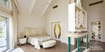 Уютный дизайн спальни в деревянном …» — создано в Шедевруме