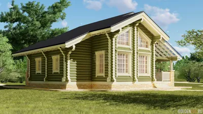 Заказать проект дома из оцилиндрованного бревна А7 Скандинавский: цена,  описание, фото.