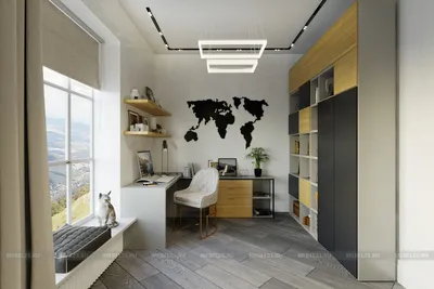 Дизайн кабинета в частном доме в Подмосковье