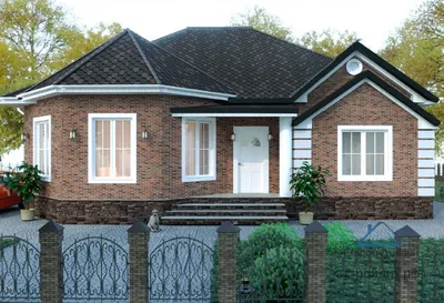 Проект одноэтажного кирпичного дома с эркером 04-56 🏠 | СтройДизайн