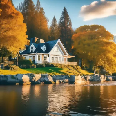 Красивый уютный дом на берегу реки…» — создано в Шедевруме
