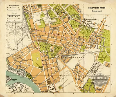 Карта план города Ленинграда, Выборгский район, 1926 год