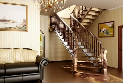 Купить Лестница в доме на 2 этаж, ЭЛ 888 / 8276, цена изготовления на заказ  на второй этаж (Москва)