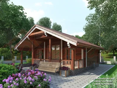 Дачный дом с верандой, проекты садовых домиков с террасой, строительство  под ключ в Москве