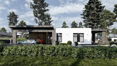 Проект одноэтажного дома с плоской крышей - Q10 | Qproject