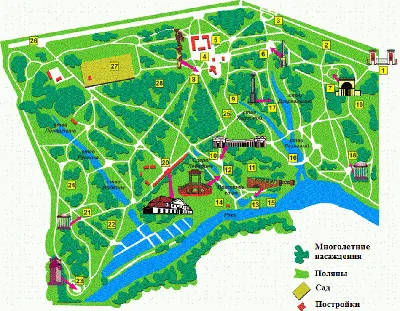Карта схема парка Александрия в Петергофе - aroundcard