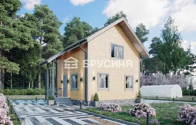 Полутораэтажный дом 6 на 6 с террасой 6 на 2 - Строительство домов из бруса  в Иркутске