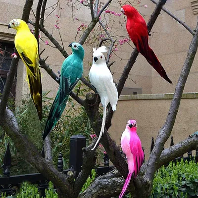 Купить 6 цветов 25 см моделирование попугаев птицы искусственные попугаи  домашний сад украшение двора | Joom