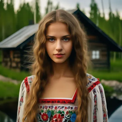 Красивая русская девушка в коттедже в деревне Стоковое Фото - изображение  насчитывающей коттедж, стрижка: 161181890