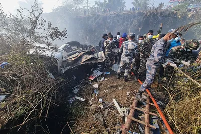 Место крушения самолета в Непале. Фотографии — РБК