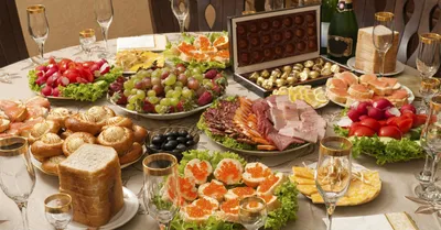 Не провожу застолья и никого не зову в гости, чего и всем рекомендую | Food  table decorations, Table decorations, New year's food