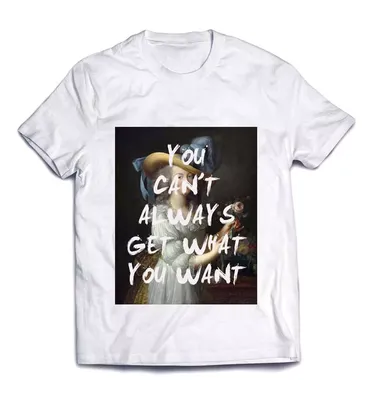Печать на футболке картинки - Девушка в шляпе и надпись \"you can't always  get what you want\" | iOK