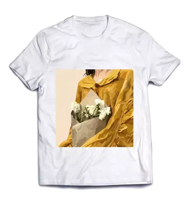 Печать любой картинки на футболке - Девушка с ромашками | iOK