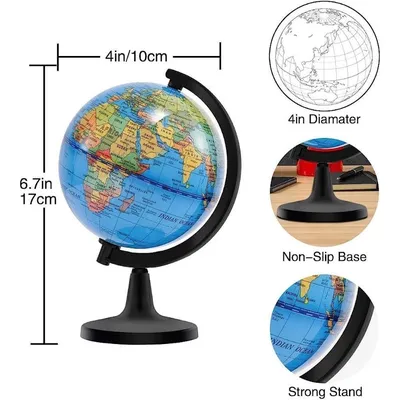 Купить Глобус мира 10,6 см для обучения детей, вращающийся образовательный  глобус для классной географии, украшения стола и офиса | Joom