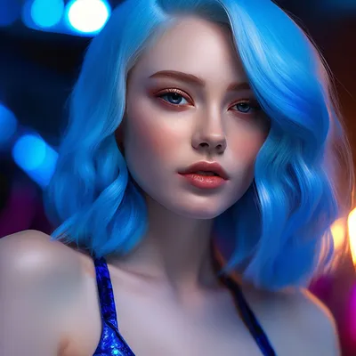 Девушка, голубые волосы, эстетика …» — создано в Шедевруме