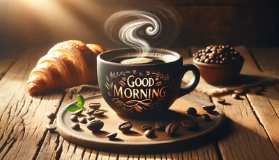 Good Morning Coffee and Croissant HD Wallpaper by robokoboto