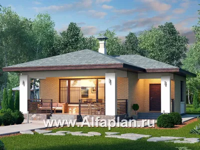 270C Проект гостевого дома, с баней и с уютной террасой: цена | Купить  готовый проект с фото и планировкой
