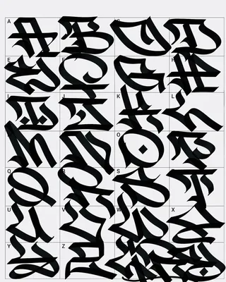 Graffiti style font. Isolated black outline vector alphabet Векторный  объект Stock | Adobe Stock