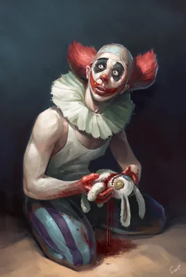 Грустный клоун на фото с печальным выражением лица