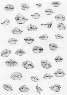 Чёрно белый рисунок пухлых губ …» — создано в Шедевруме