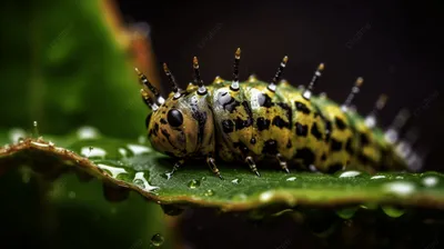 Гусеница на Leaf_close-up настурции Стоковое Изображение - изображение  насчитывающей черный, листья: 54407805