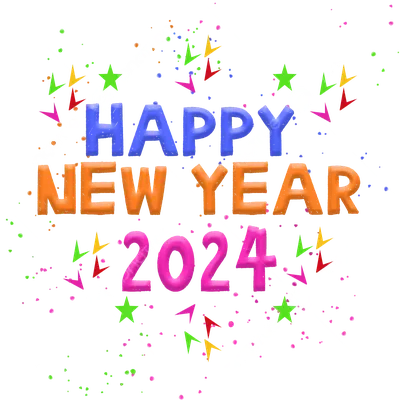 Happy new year 2024 simple rounded 3d red numbers Vector Image