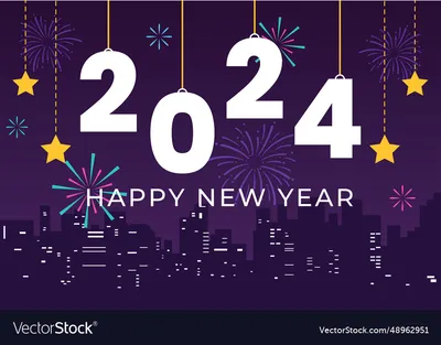 2024 happy new year circle graphic with fireworks Vector Image
