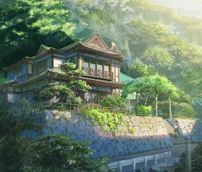 Япония аниме пейзаж Япония , девочка…» — создано в Шедевруме