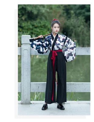 Кимоно традиционный японский костюм самурая женский винтажный кран печати  топ брюки костюм юката Haori японский кардиган вечерние Косплей-i… |  Одежда, Кимоно, Юката