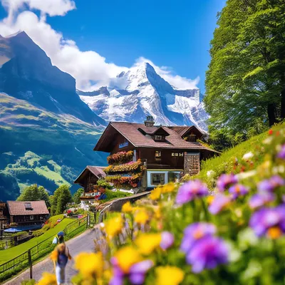 Grindelwald, лето, день, яркие краски…» — создано в Шедевруме