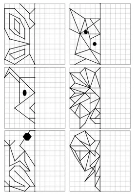 Игра Дорисуй картинку для детей | Аналогий нет | Actividades de geometría,  Actividades de simetría, Actividades de percepción visual