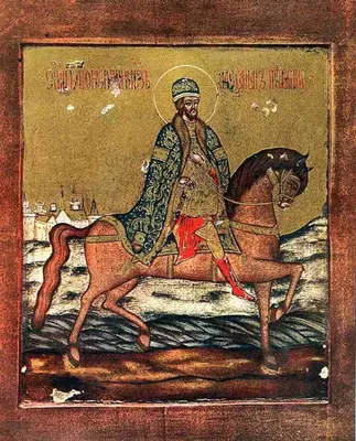 Старинная печатная икона Александра Невского, князь Александр Невскийа.  PI0024