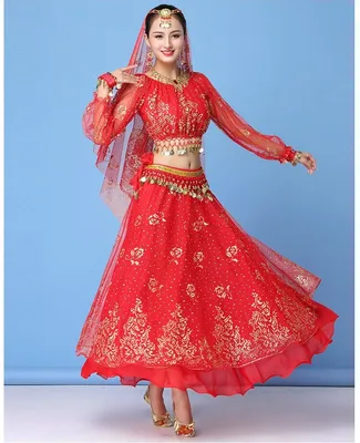 Индийский костюм (женский, красный с золотом) - Party Look