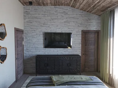 Интерьер спальни в стиле кантри проекта «Охотничий дом» от студии дизайна  Натальи и Елены Кадаковы, фото 6 из 16
