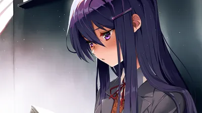 Обои на рабочий стол Yuri / Юри из игры Doki Doki Literature Club, by  Jengineerr, обои для рабочего стола, скачать обои, обои бесплатно