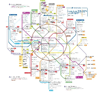 Электронная схема линий московского метро на английском языке