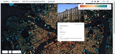 Карта возраста домов Петербурга. На ней более 55 тысяч зданий!