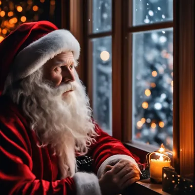 Дед мороз смотрит в окно а там …» — создано в Шедевруме