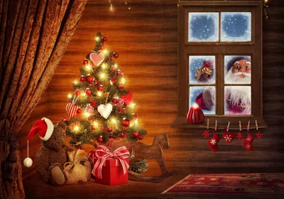 Мультфильм Дед Мороз смотрит в окно., Illustrations Включая: рождество и  санта - Envato Elements