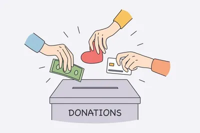 Donation box. Throwing hearts in a box for donations. Donate, giving money  and love. Concept of charity. Give and share your love with people.  Humanitarian volunteer activity 4327955 Vector Art at Vecteezy